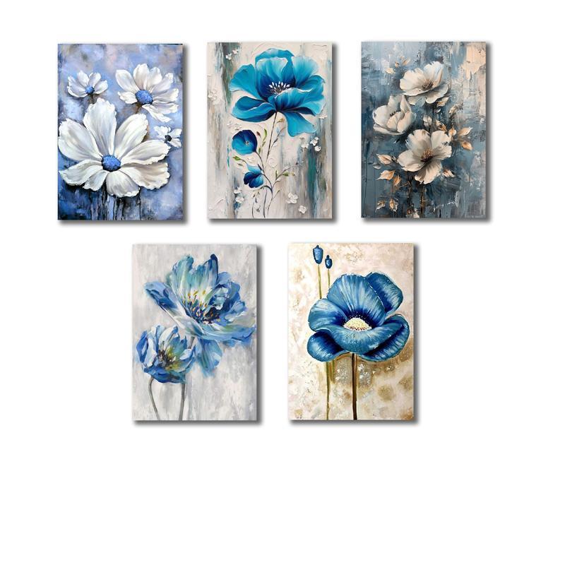 Multicolor Flower Design Wall Art & Paintings - 5 Pcs Set