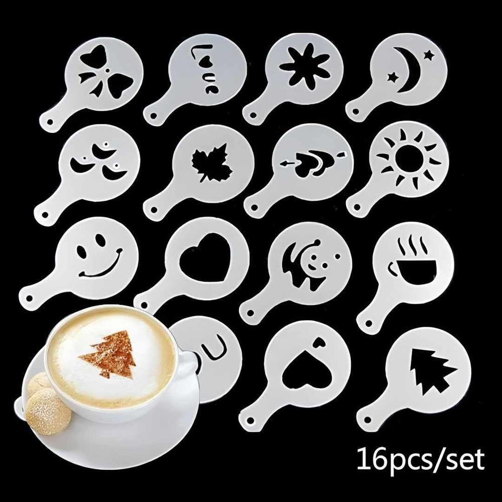 Plastic Coffee Stencils, Pack Of 16